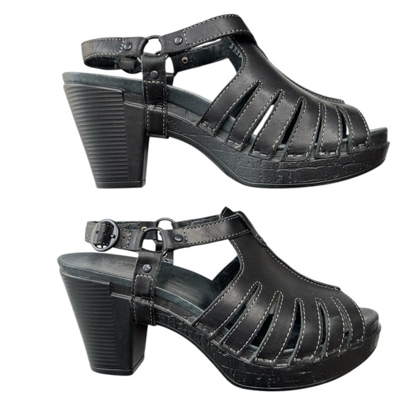 Dansko Randa Black Leather Open Toe Slingback Heeled Sandals Size 39 US 8.5 / 9 - Picture 1 of 15